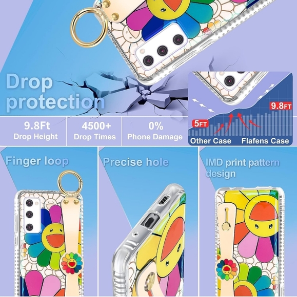 Rainbow Flowers Sunflower with Wrist Strap for Samsung Galaxy S20 FE - Picture 3 of 6